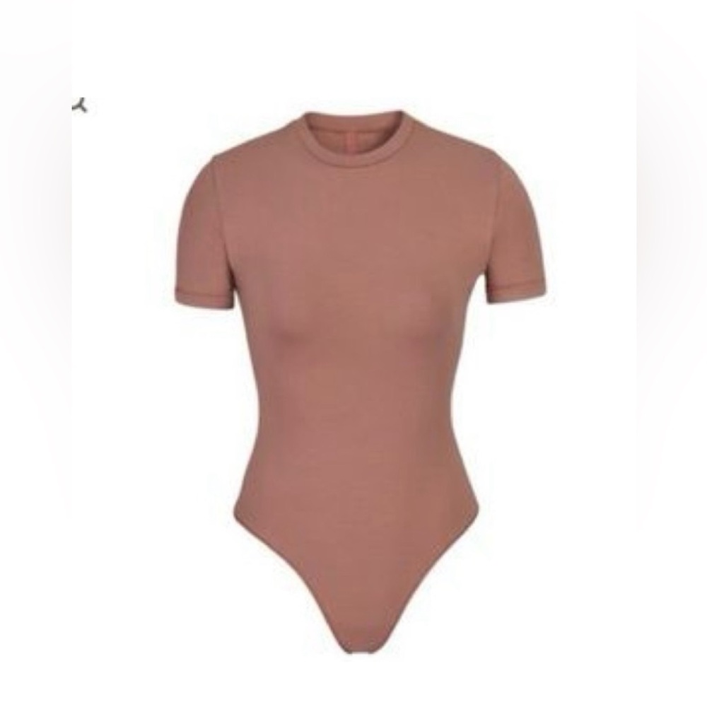 SKIMS cotton jersey bodysuit in Rose Clay